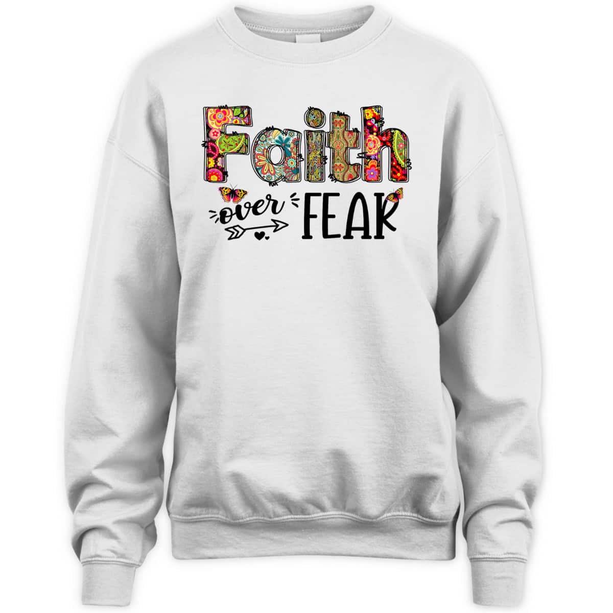 Leopard Floral Cross Faith Over Fear Christian Religious T-Shirt