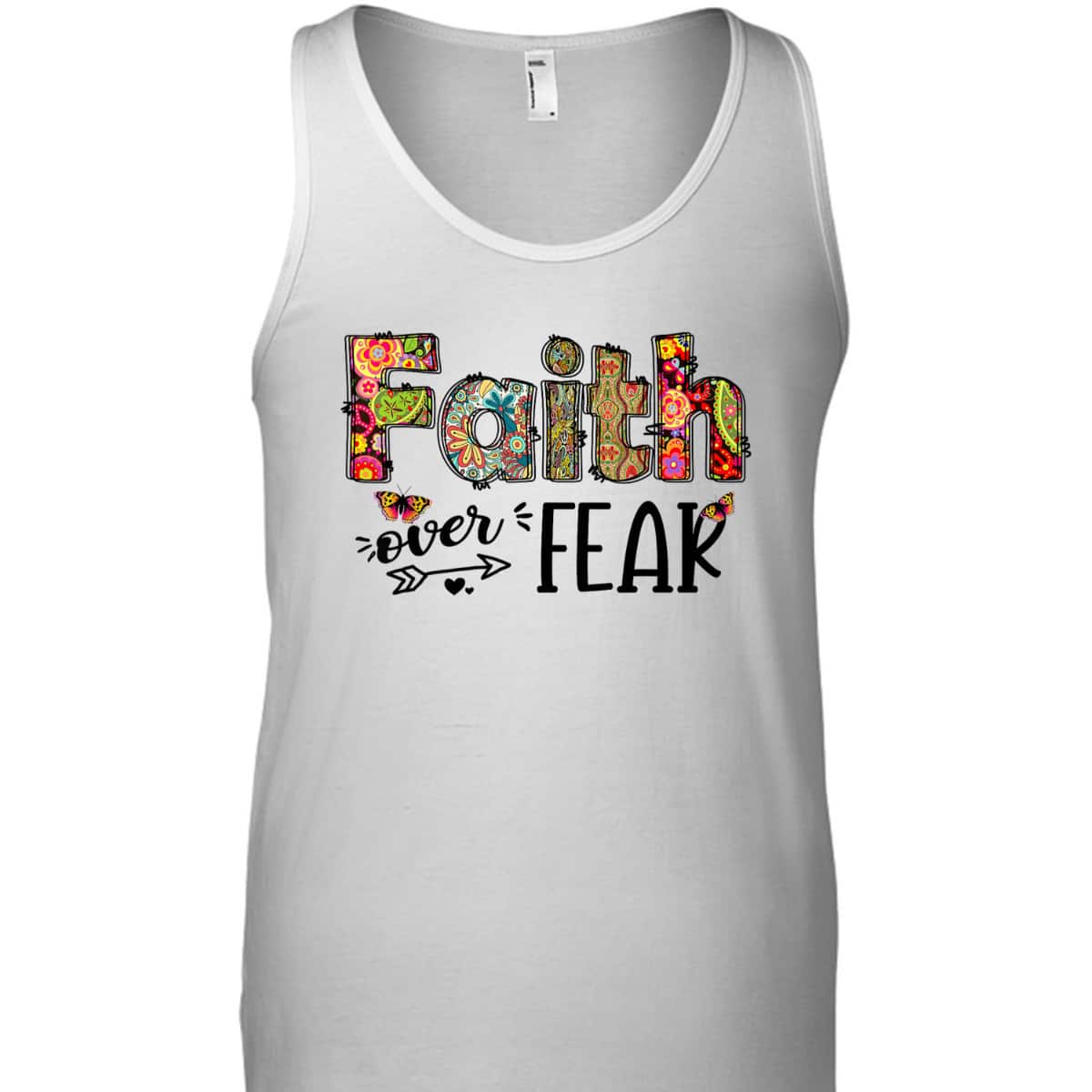 Leopard Floral Cross Faith Over Fear Christian Religious T-Shirt