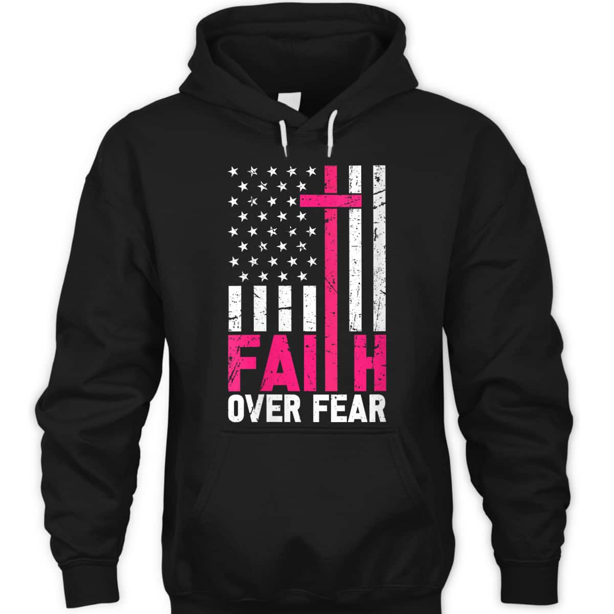 American Flag Pink Breast Cancer Awareness Faith Over Fear T-Shirt American Flag Pink Breast Cancer Awareness Faith Over Fear T-Shirt