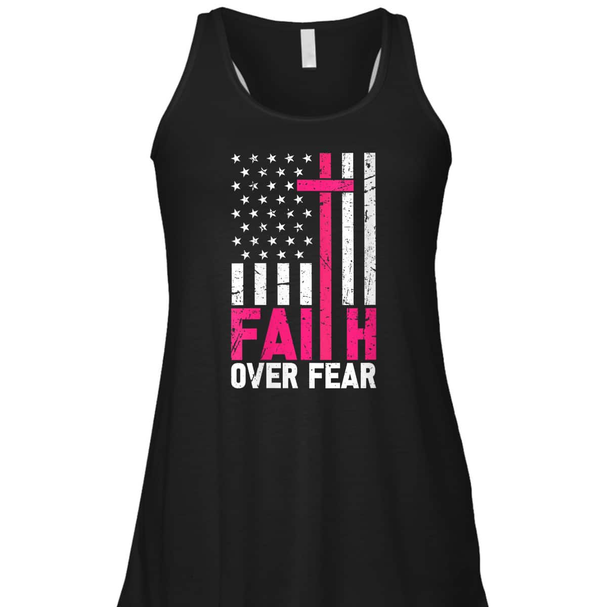 American Flag Pink Breast Cancer Awareness Faith Over Fear T-Shirt American Flag Pink Breast Cancer Awareness Faith Over Fear T-Shirt