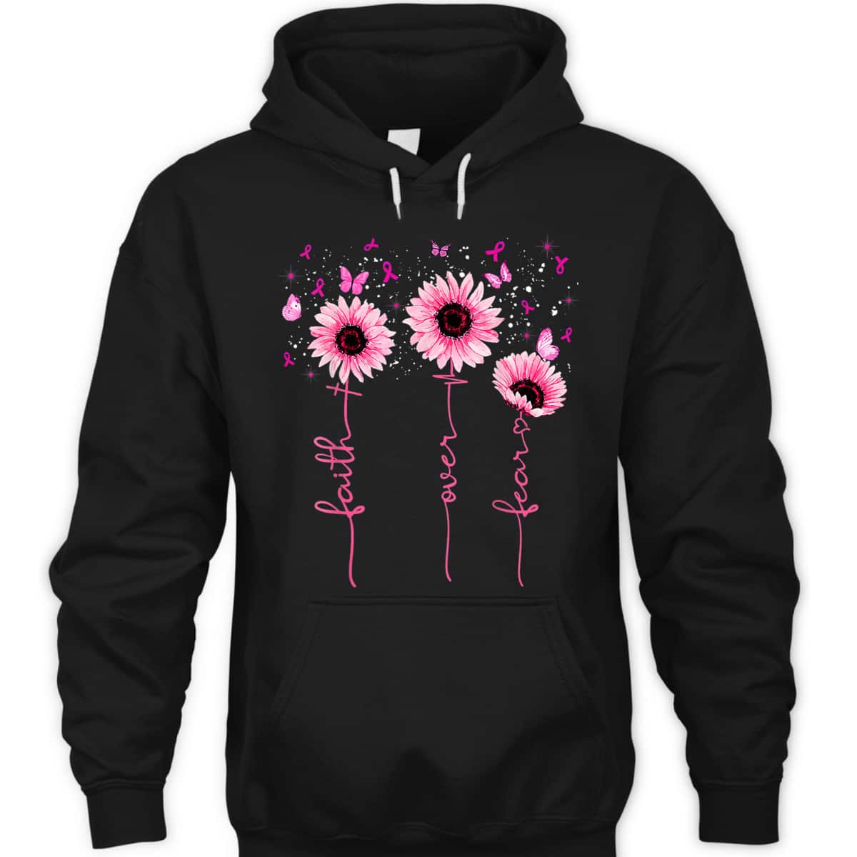 Faith Over Fear Breast Cancer Awareness Sunflower Christians T-Shirt Faith Over Fear Breast Cancer Awareness Sunflower Christians T-Shirt