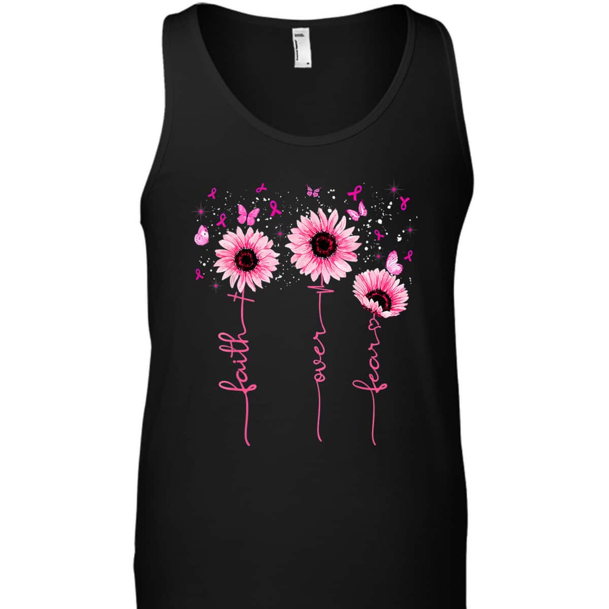 Faith Over Fear Breast Cancer Awareness Sunflower Christians T-Shirt Faith Over Fear Breast Cancer Awareness Sunflower Christians T-Shirt