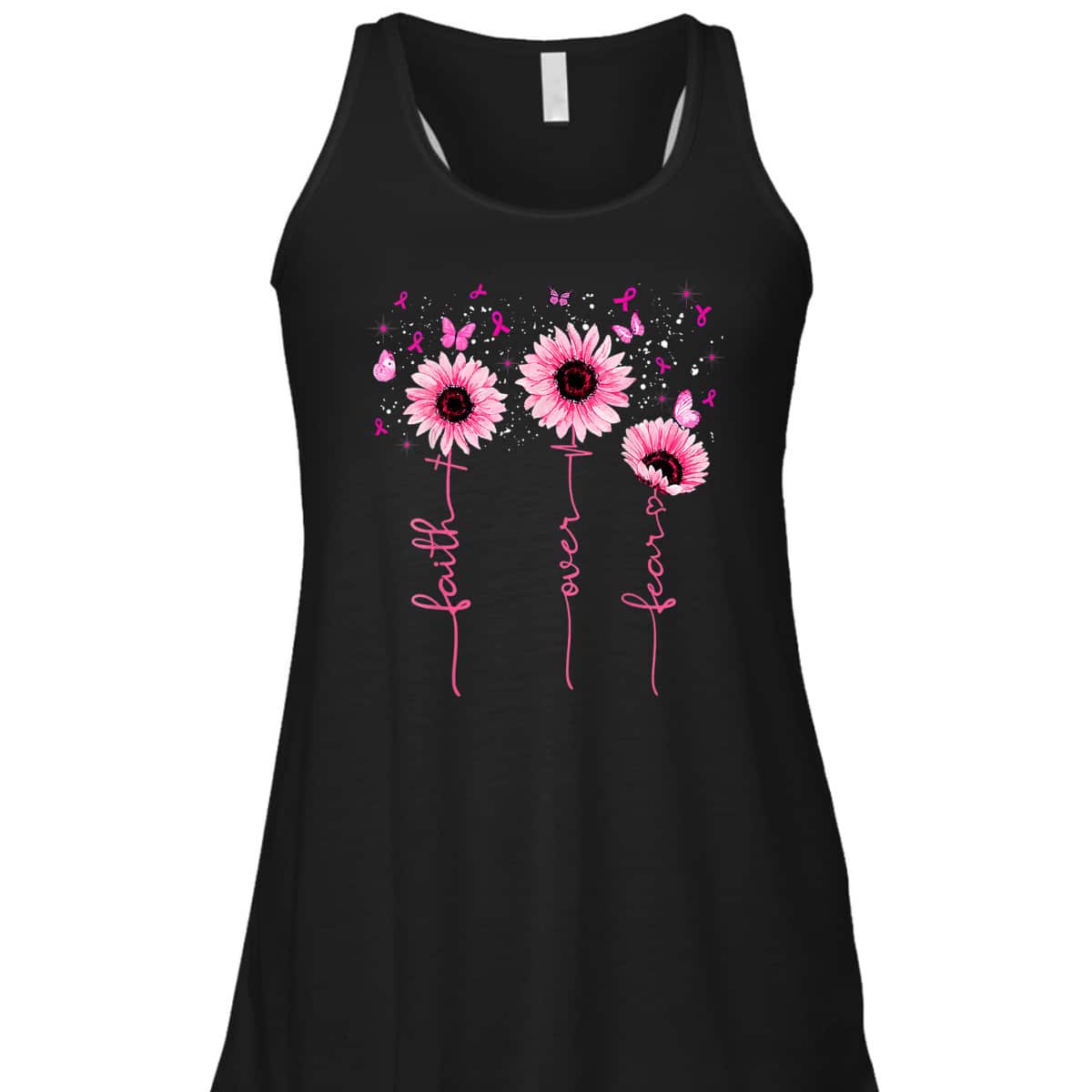 Faith Over Fear Breast Cancer Awareness Sunflower Christians T-Shirt