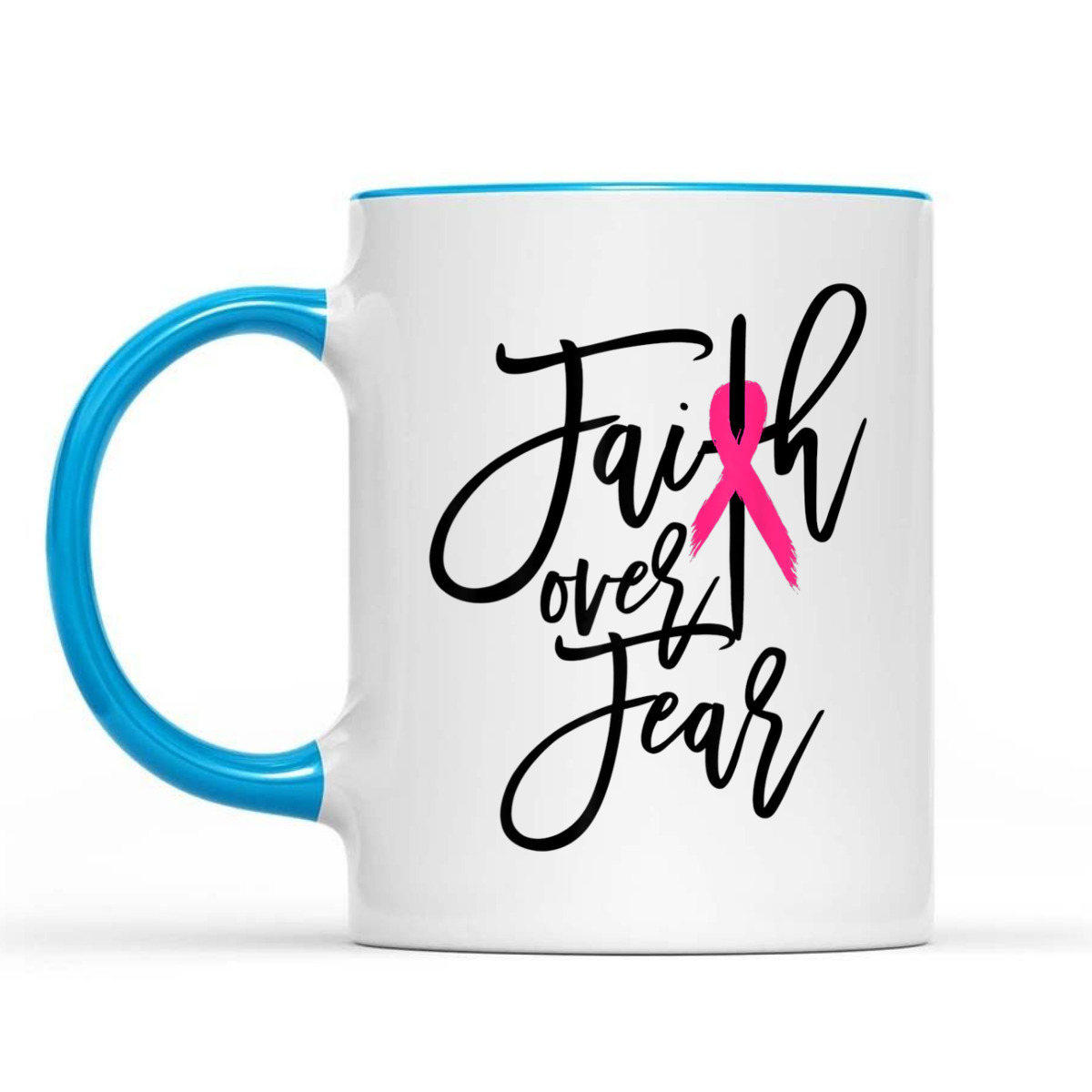 Pink Ribbon Christian Cross Faith Over Fear Breast Cancer Awareness T-Shirt Pink Ribbon Christian Cross Faith Over Fear Breast Cancer Awareness T-Shirt