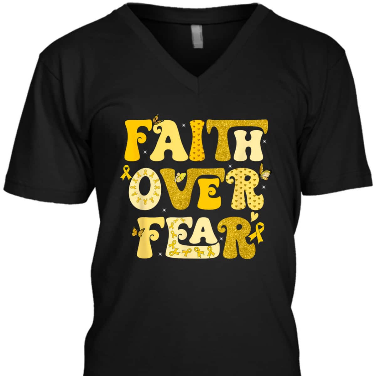 Faith Over Fear Childhood Cancer Awareness Survivor Warrior T-Shirt