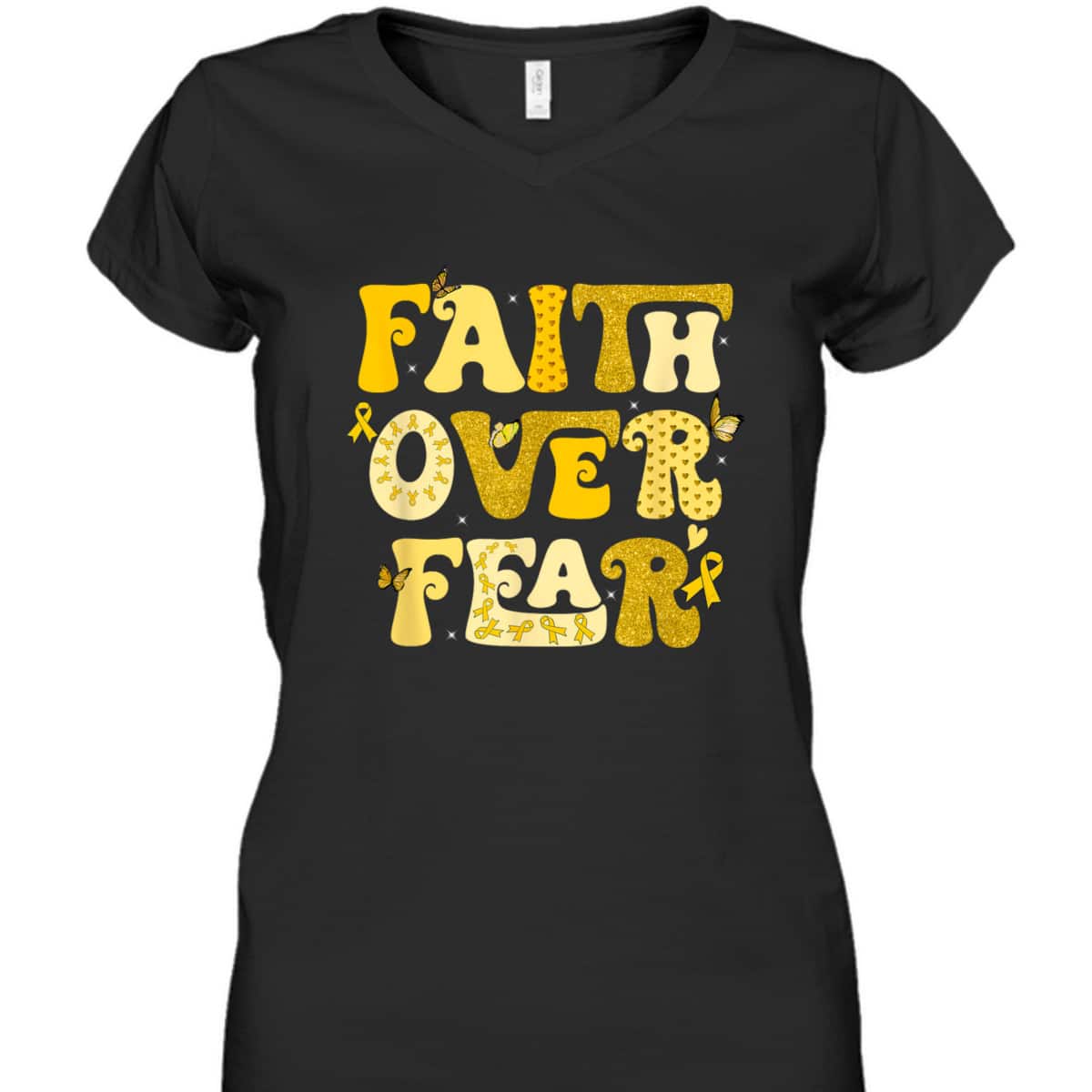 Faith Over Fear Childhood Cancer Awareness Survivor Warrior T-Shirt Faith Over Fear Childhood Cancer Awareness Survivor Warrior T-Shirt