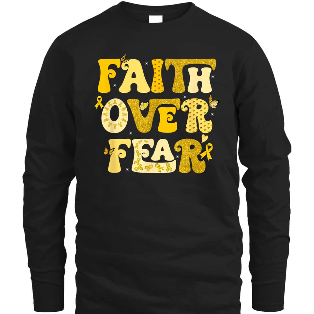 Faith Over Fear Childhood Cancer Awareness Survivor Warrior T-Shirt