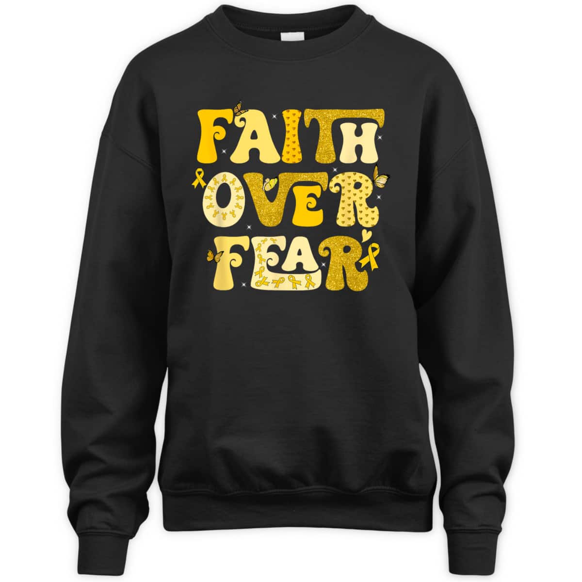 Faith Over Fear Childhood Cancer Awareness Survivor Warrior T-Shirt Faith Over Fear Childhood Cancer Awareness Survivor Warrior T-Shirt