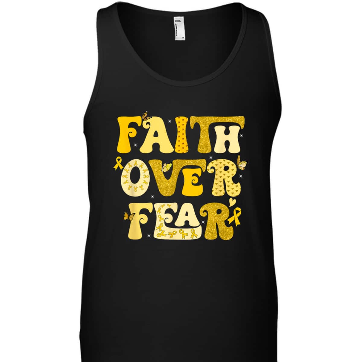 Faith Over Fear Childhood Cancer Awareness Survivor Warrior T-Shirt