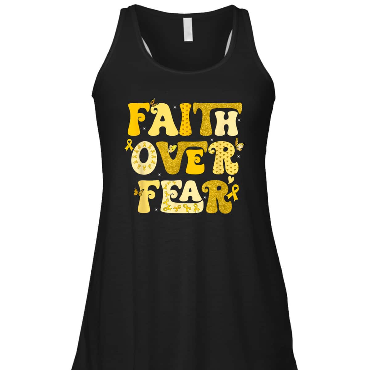 Faith Over Fear Childhood Cancer Awareness Survivor Warrior T-Shirt