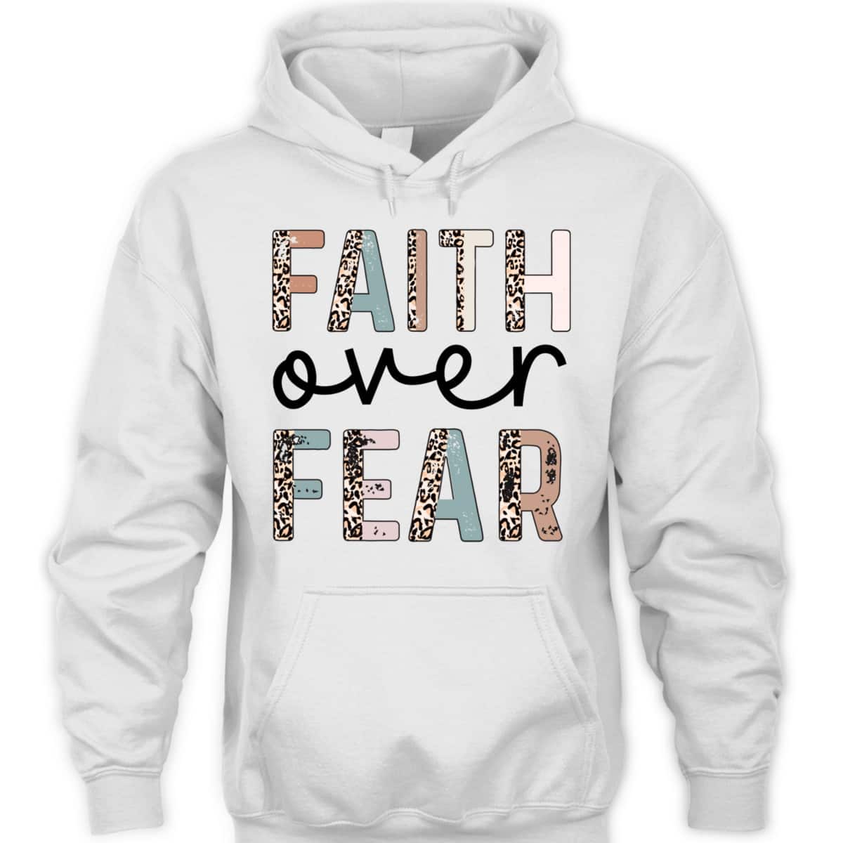 Cute Leopard Faith Over Fear Christian Religious T-Shirt