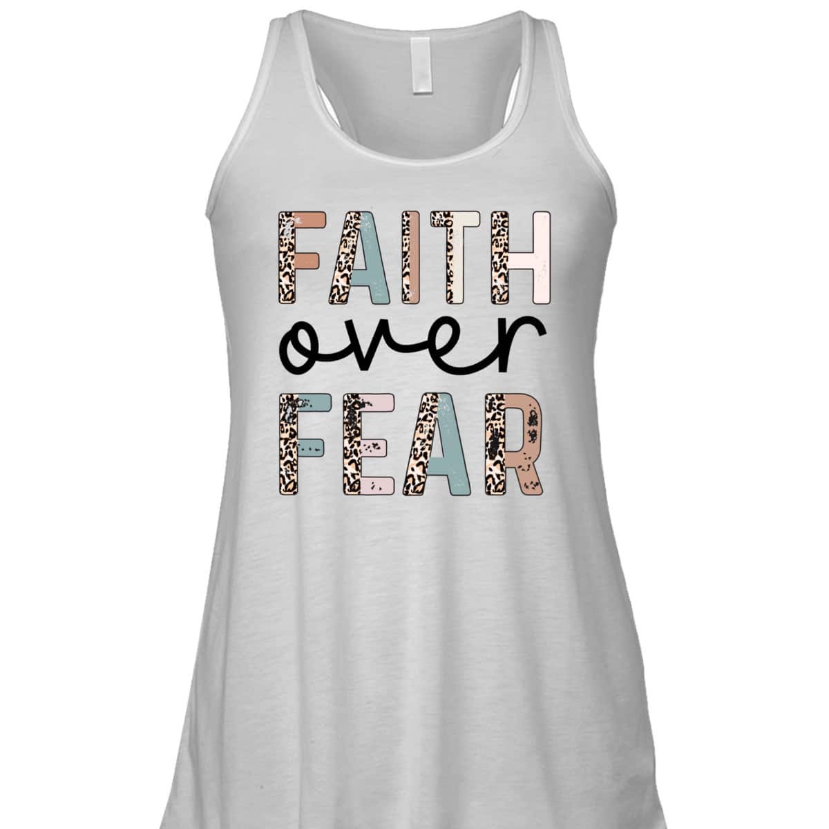 Cute Leopard Faith Over Fear Christian Religious T-Shirt