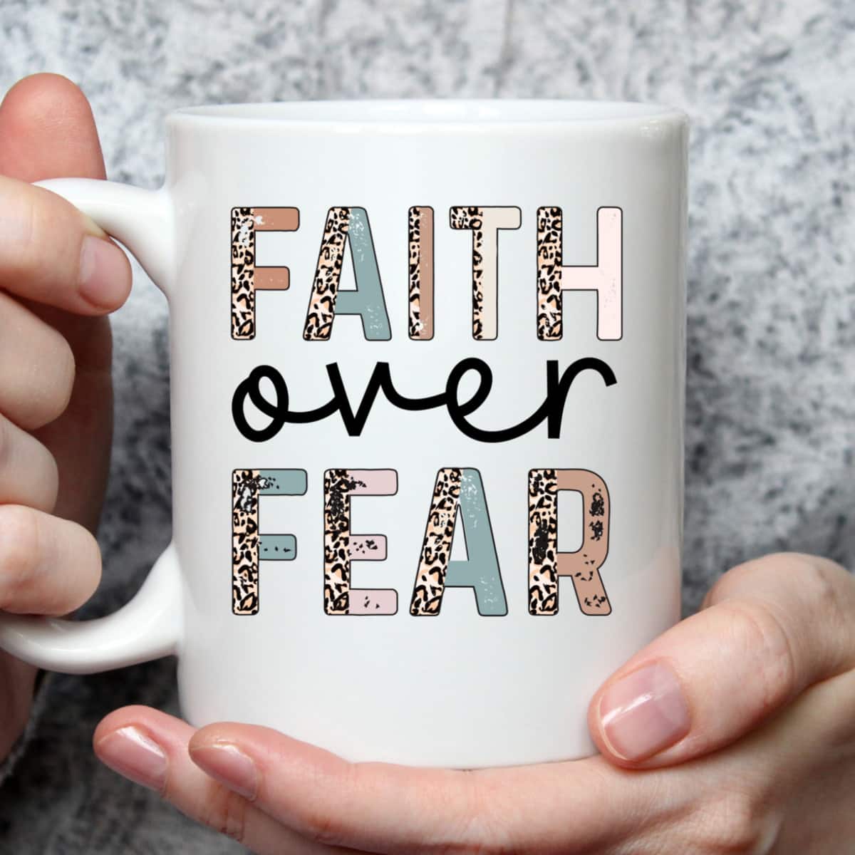 Cute Leopard Faith Over Fear Christian Religious T-Shirt
