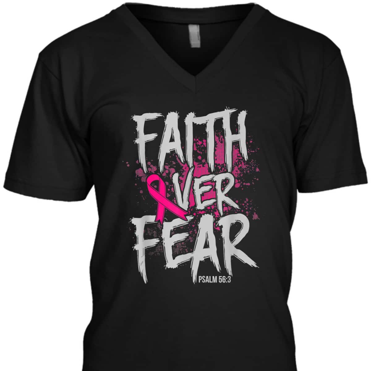 Christian Breast Cancer Faith Over Fear T-Shirt Pink Ribbon Christian Breast Cancer Faith Over Fear T-Shirt Pink Ribbon