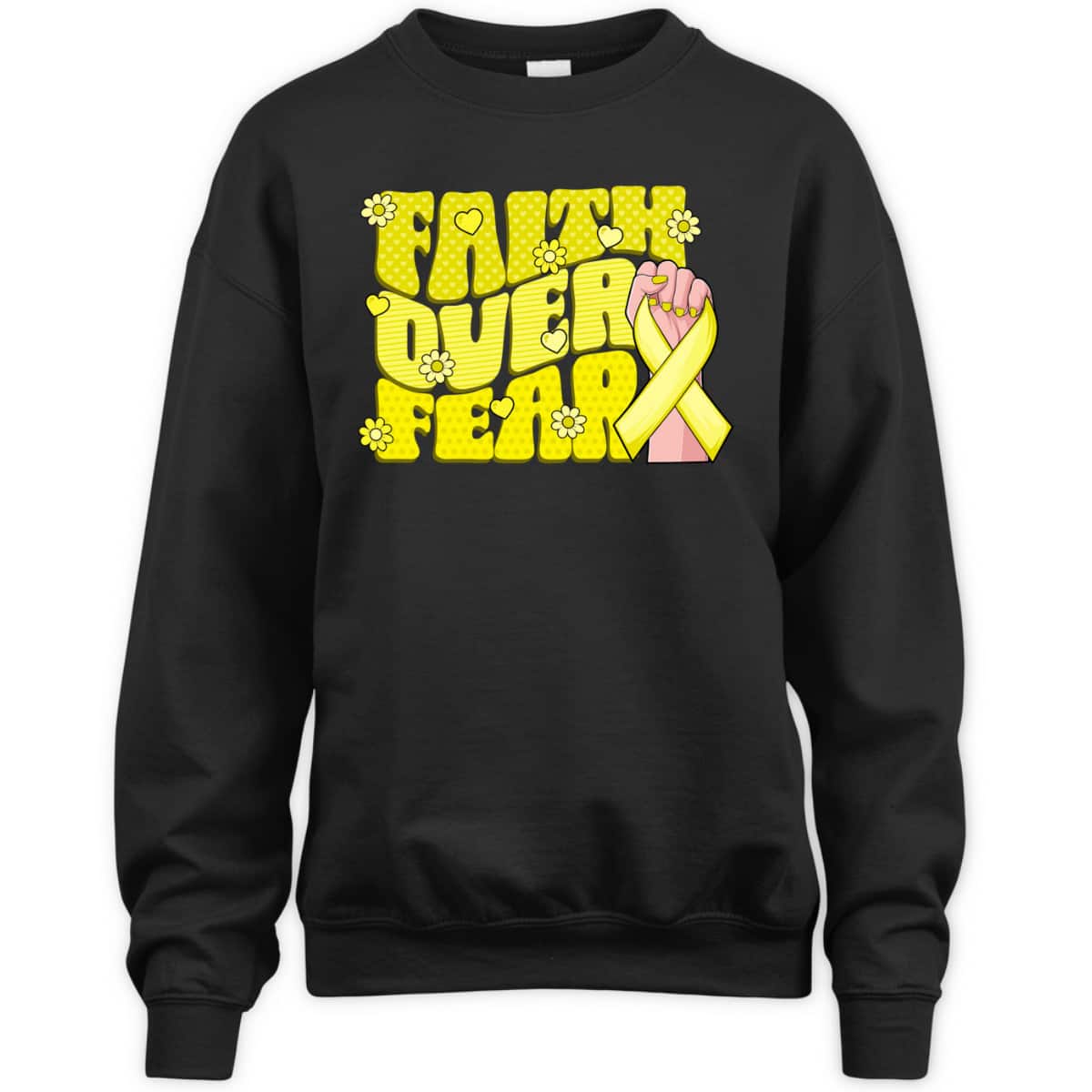 Faith Over Fear Yellow Ribbon Sarcoma Bone Cancer Awareness T-Shirt Faith Over Fear Yellow Ribbon Sarcoma Bone Cancer Awareness T-Shirt