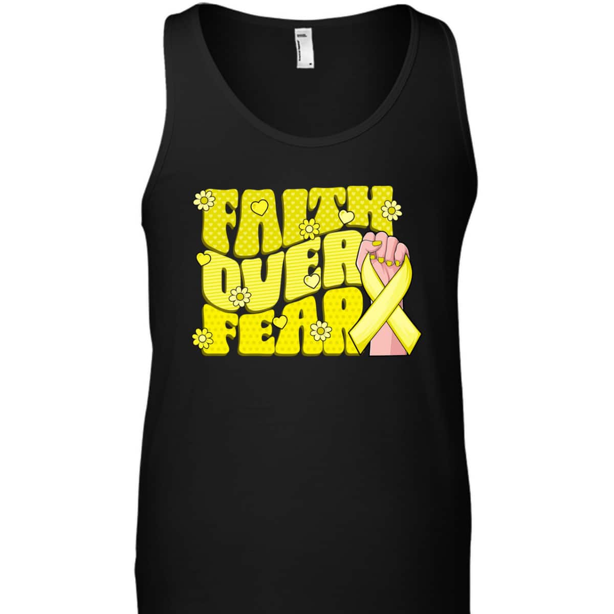 Faith Over Fear Yellow Ribbon Sarcoma Bone Cancer Awareness T-Shirt Faith Over Fear Yellow Ribbon Sarcoma Bone Cancer Awareness T-Shirt