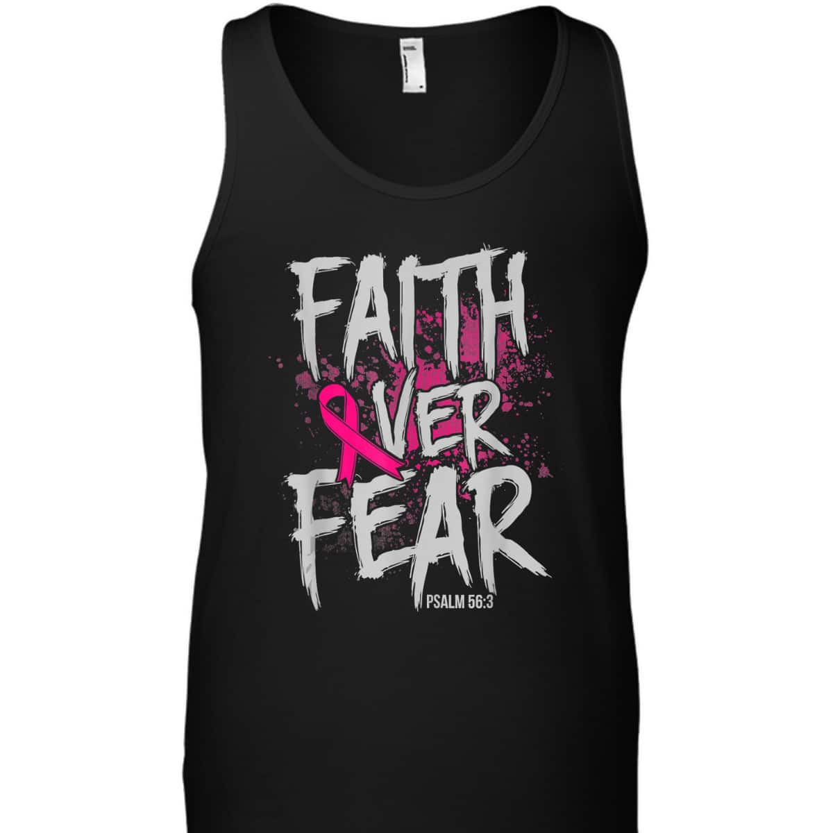 Christian Breast Cancer Faith Over Fear T-Shirt Pink Ribbon