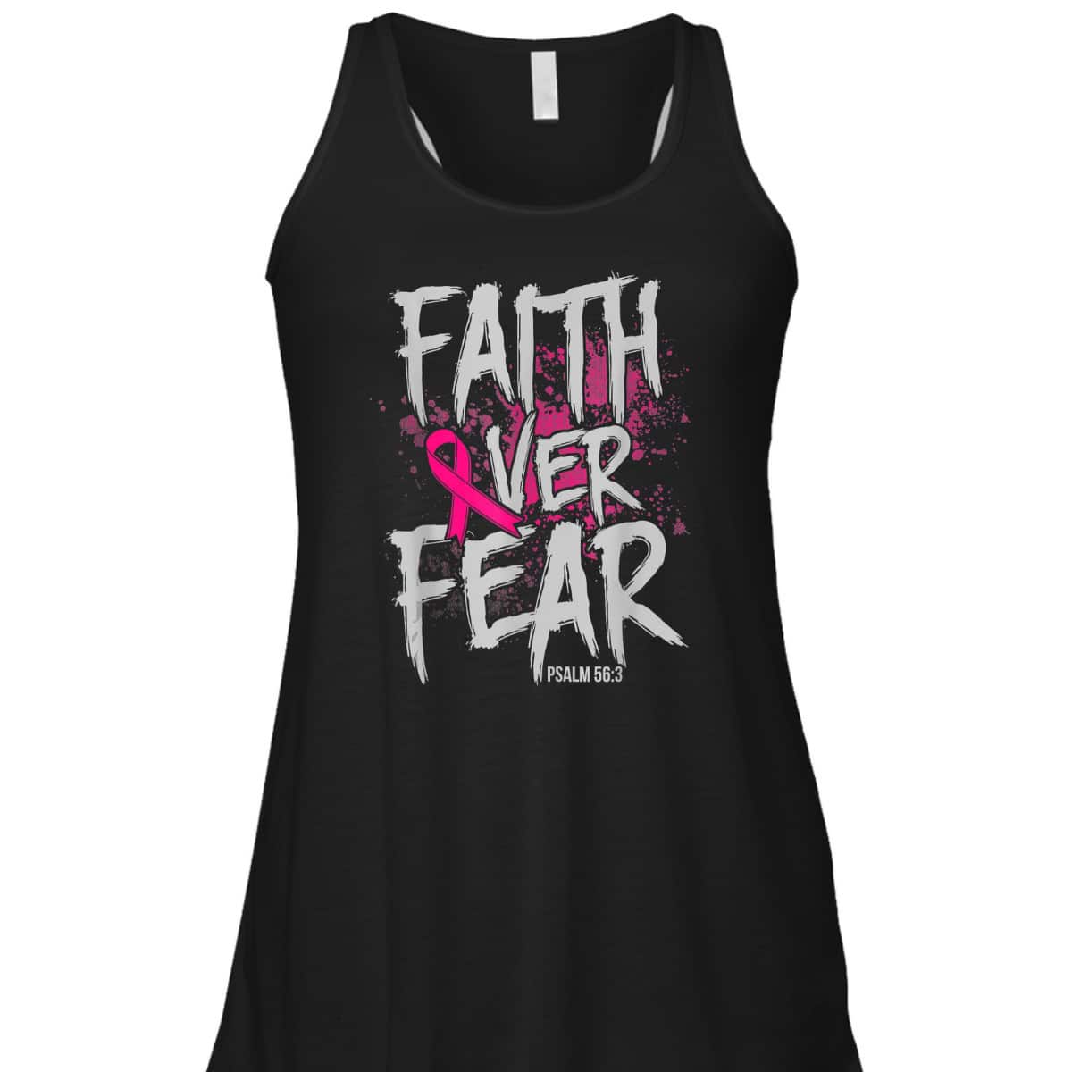 Christian Breast Cancer Faith Over Fear T-Shirt Pink Ribbon