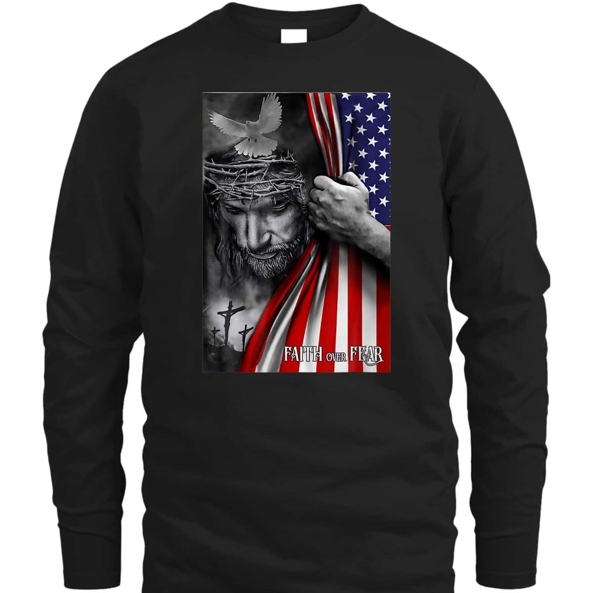 Faith Over Fear God Jesus Christian USA Flag Religious Bible Verse 4th Of July Independence Day T-Shirt Faith Over Fear God Jesus Christian USA Flag Religious Bible Verse 4th Of July Independence Day T-Shirt