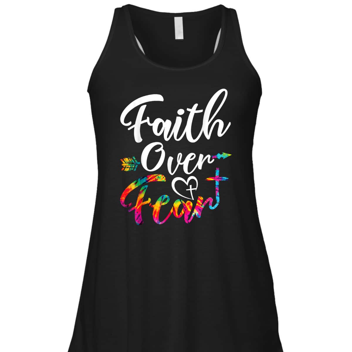 Faith Over Fear Tie Dye Lettering Christian Inspirational T-Shirt