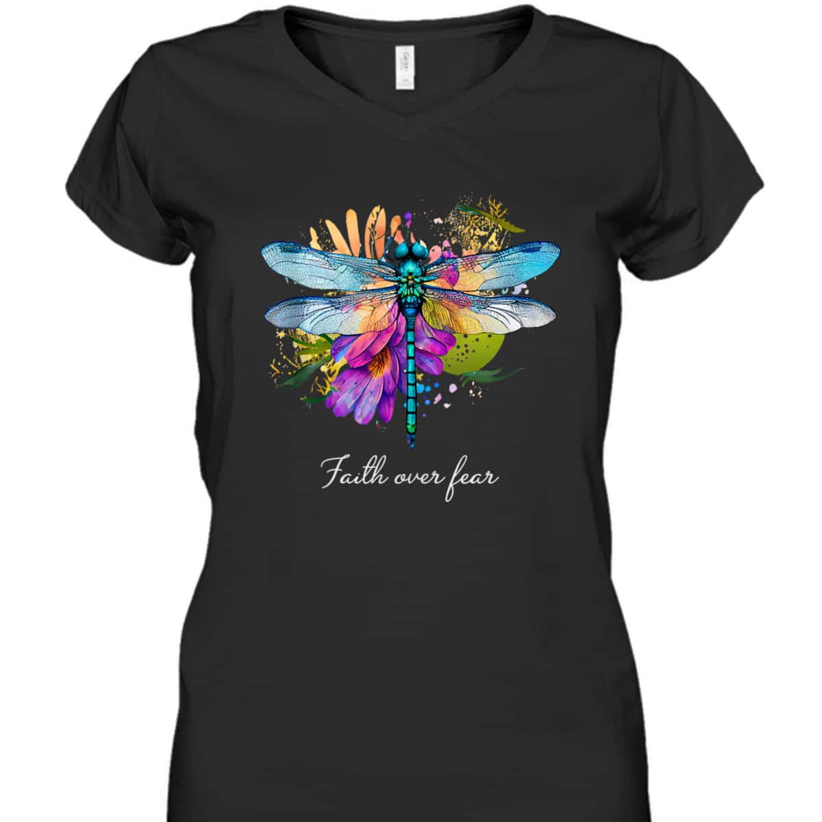 Faith Over Fear Floral Dragonfly Christian Summer Religious T-Shirt Faith Over Fear Floral Dragonfly Christian Summer Religious T-Shirt