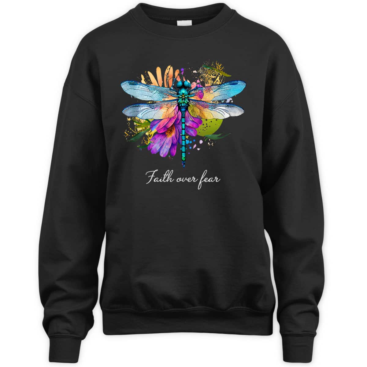 Faith Over Fear Floral Dragonfly Christian Summer Religious T-Shirt Faith Over Fear Floral Dragonfly Christian Summer Religious T-Shirt