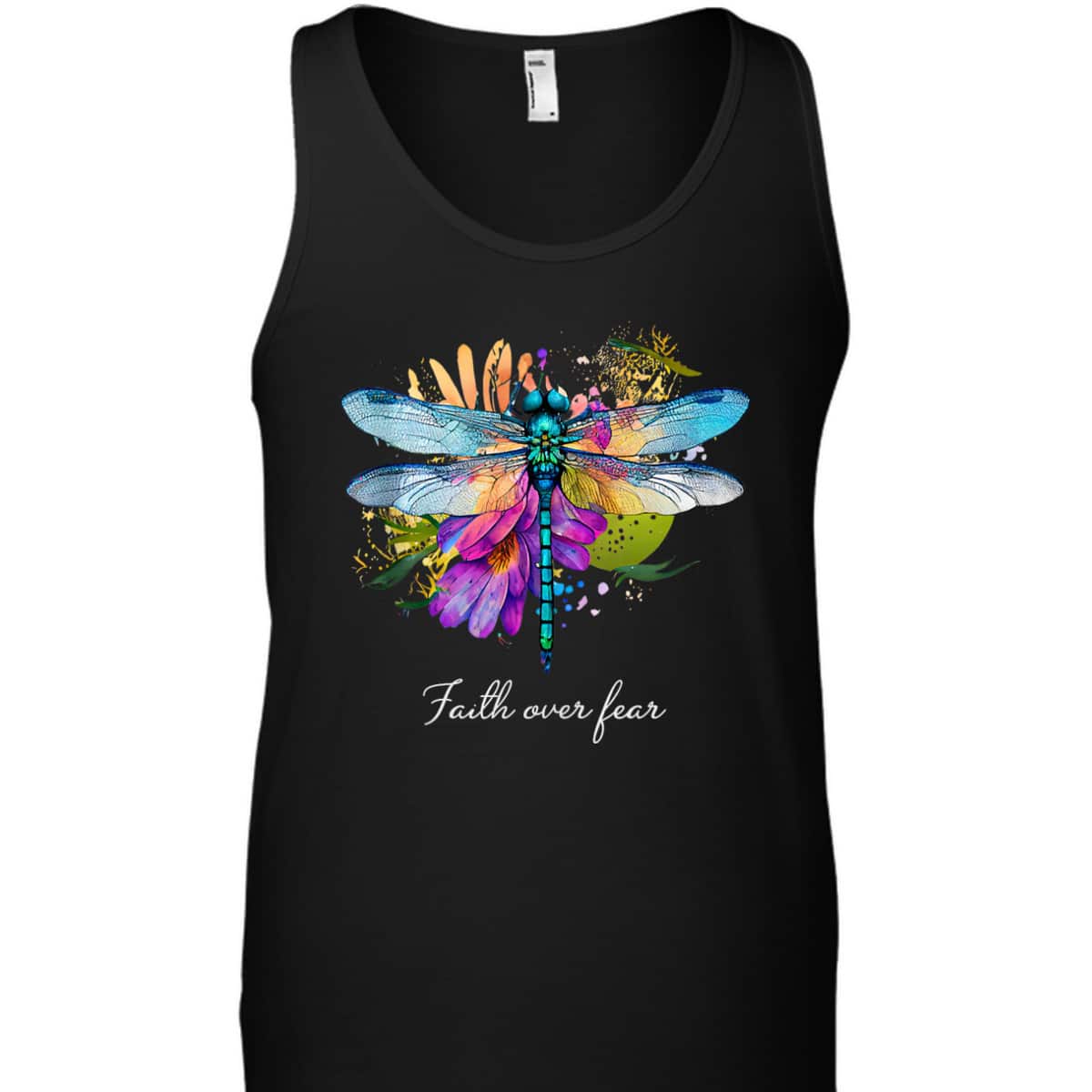 Faith Over Fear Floral Dragonfly Christian Summer Religious T-Shirt