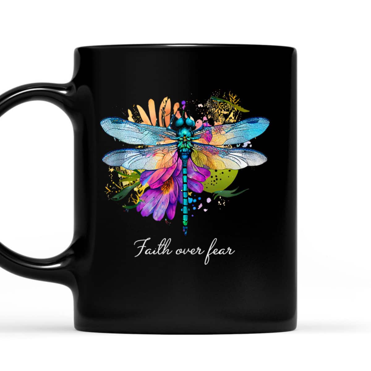 Faith Over Fear Floral Dragonfly Christian Summer Religious T-Shirt