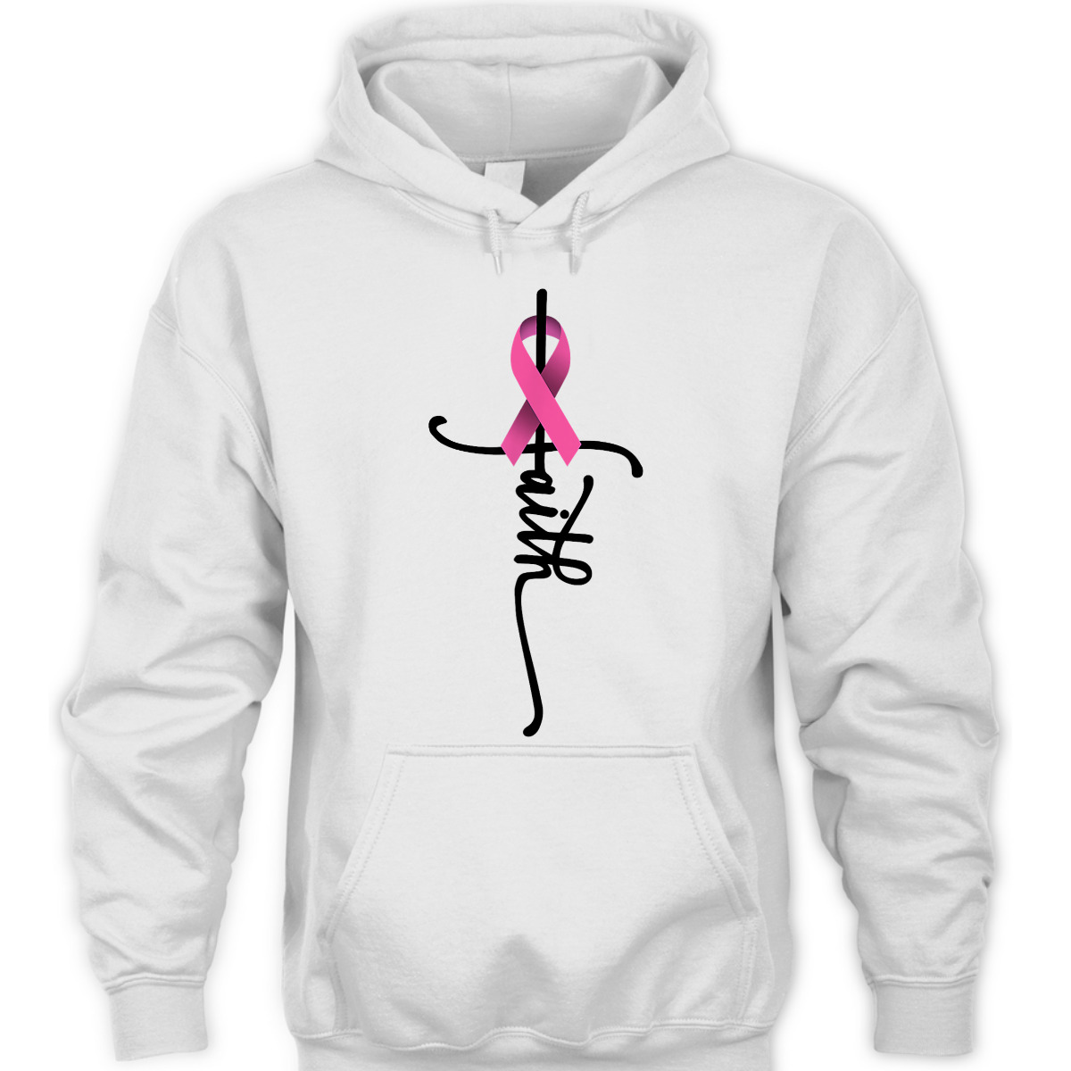 Christian Faith Pink Ribbon T-Shirt Cross Breast Cancer Awareness