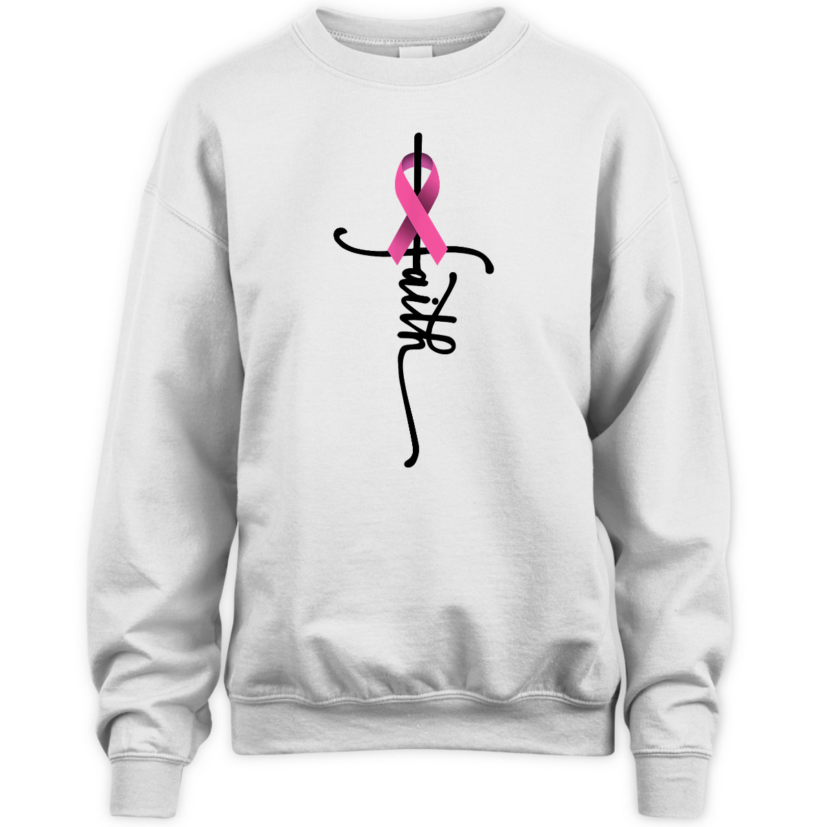 Christian Faith Pink Ribbon T-Shirt Cross Breast Cancer Awareness