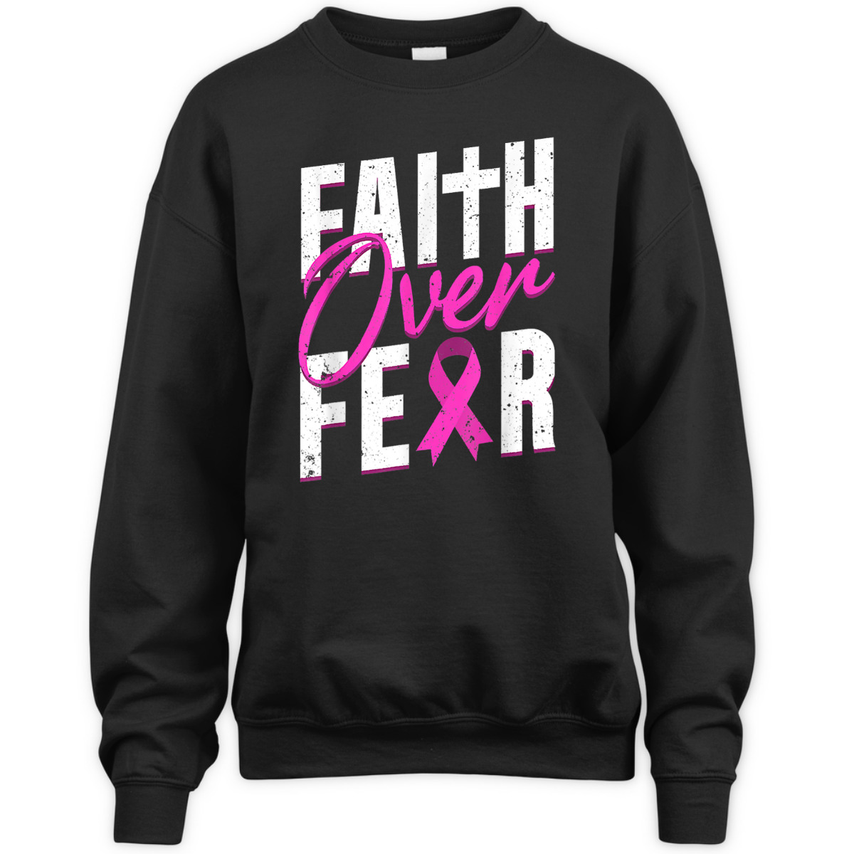 Pink Ribbon Christian Cross Faith Over Fear Breast Cancer Awareness T-Shirt Pink Ribbon Christian Cross Faith Over Fear Breast Cancer Awareness T-Shirt