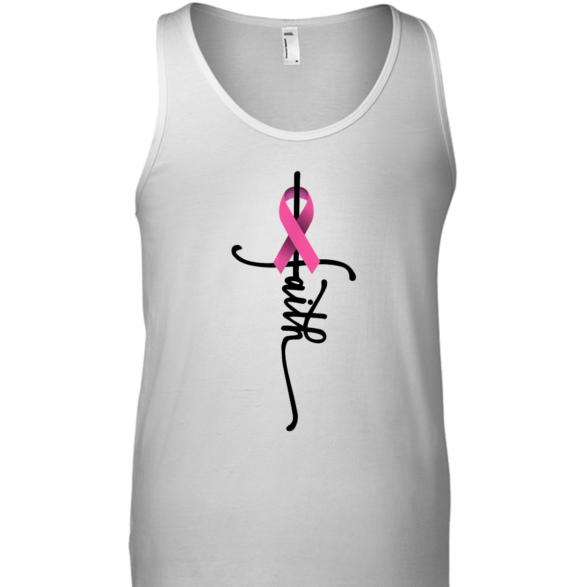 Christian Faith Pink Ribbon T-Shirt Cross Breast Cancer Awareness
