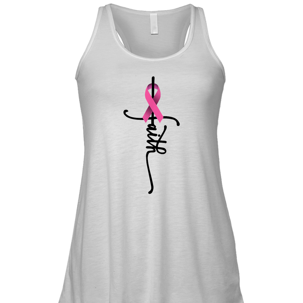Christian Faith Pink Ribbon T-Shirt Cross Breast Cancer Awareness