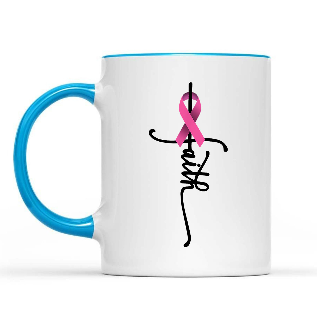 Christian Faith Pink Ribbon T-Shirt Cross Breast Cancer Awareness