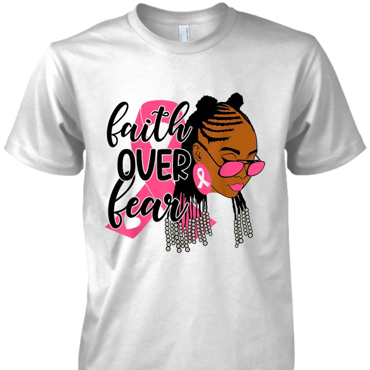 Breast Cancer Awareness Faith Over Fear Black Woman Christian Religious T-Shirt Breast Cancer Awareness Faith Over Fear Black Woman Christian Religious T-Shirt