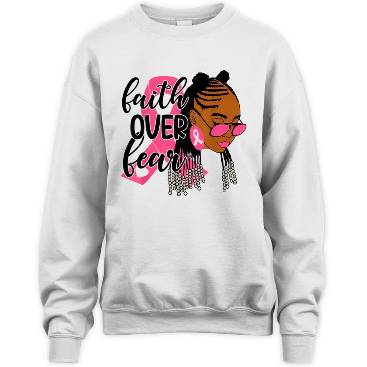 Breast Cancer Awareness Faith Over Fear Black Woman Christian Religious T-Shirt