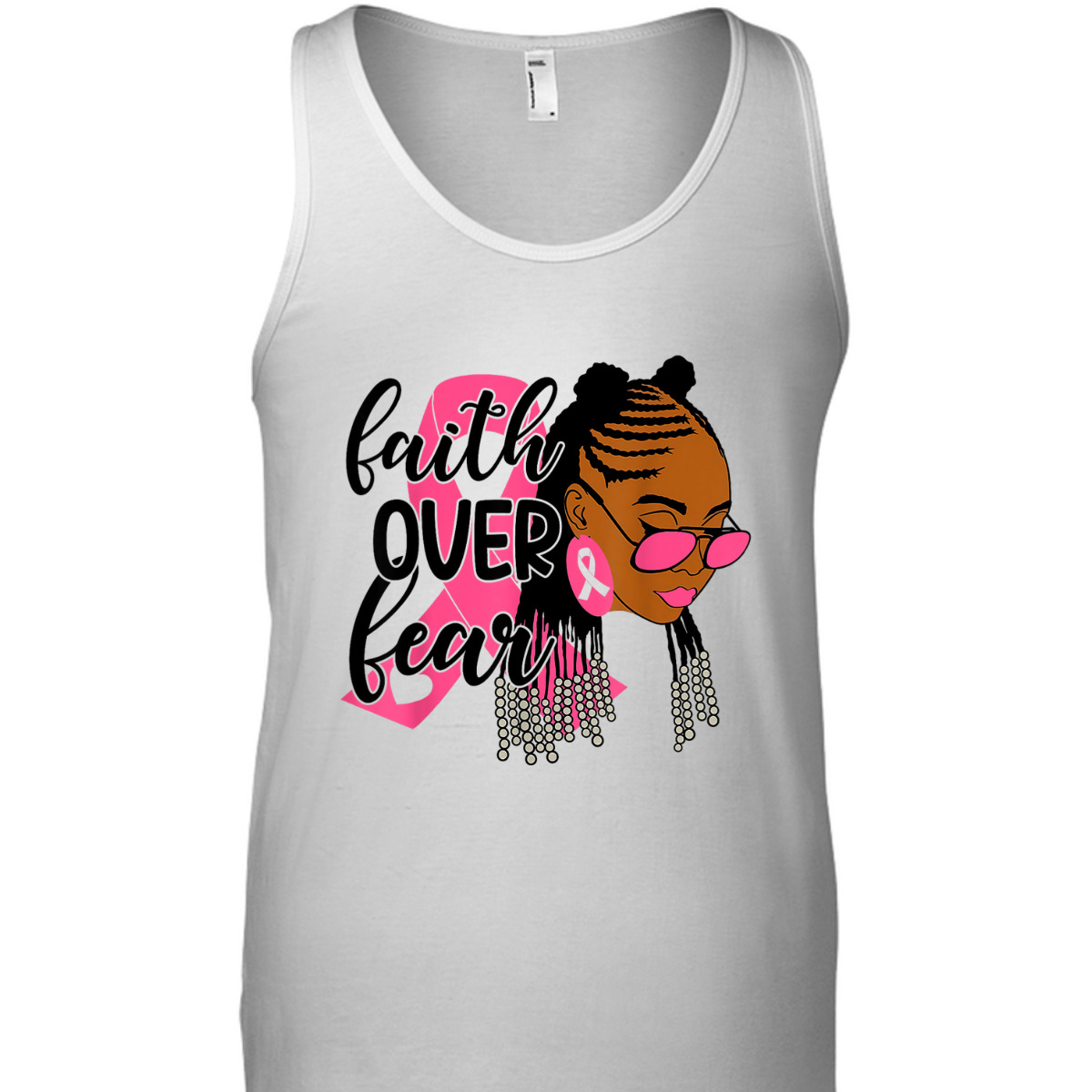 Breast Cancer Awareness Faith Over Fear Black Woman Christian Religious T-Shirt
