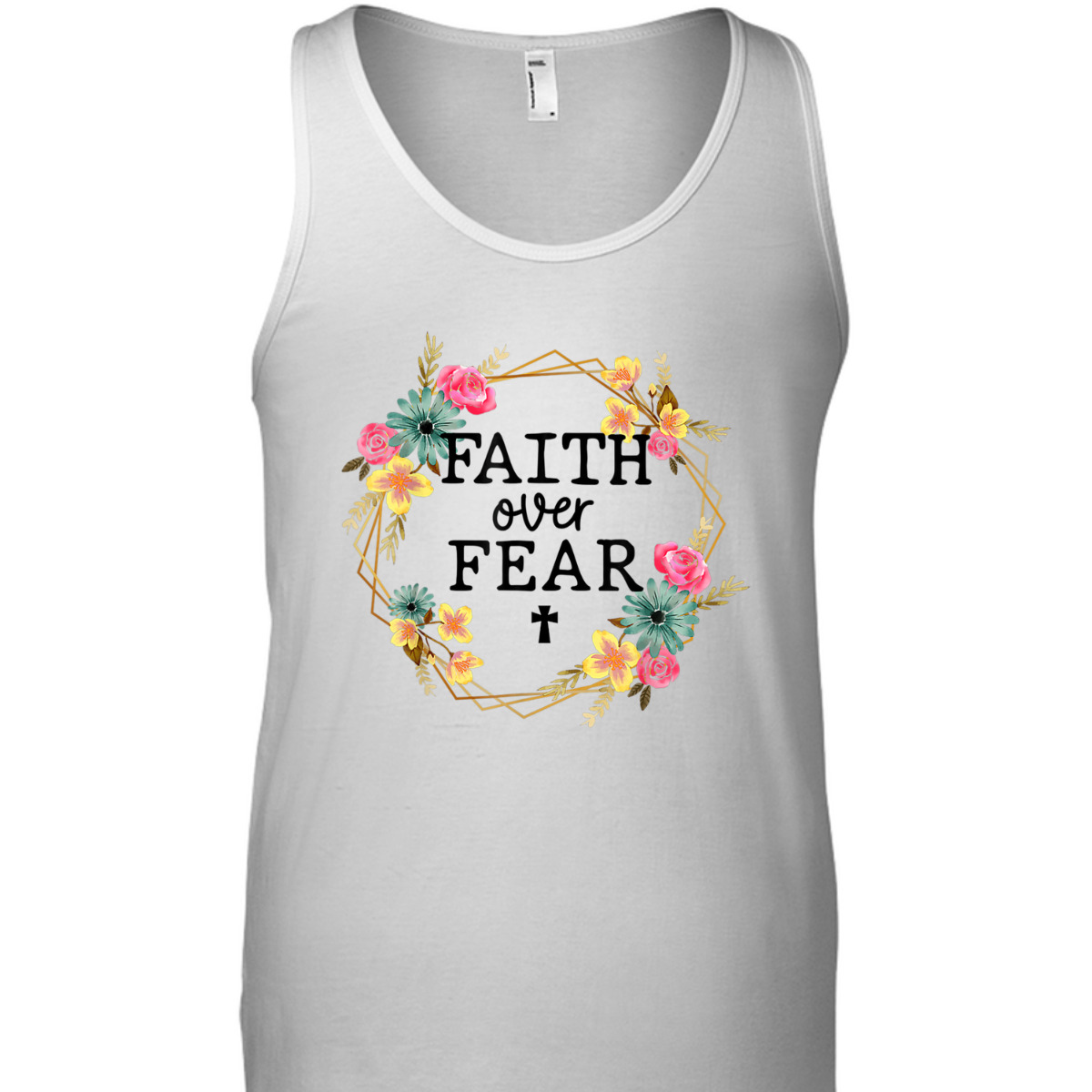 Faith Over Fear Floral Wreath Jesus Religion Christian T-Shirt Faith Over Fear Floral Wreath Jesus Religion Christian T-Shirt