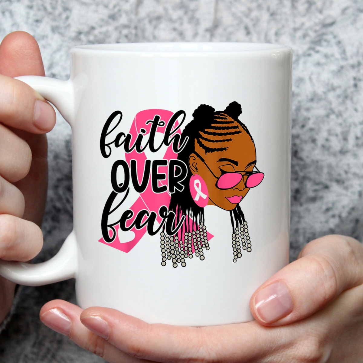 Breast Cancer Awareness Faith Over Fear Black Woman Christian Religious T-Shirt