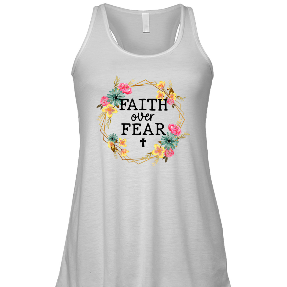 Faith Over Fear Floral Wreath Jesus Religion Christian T-Shirt Faith Over Fear Floral Wreath Jesus Religion Christian T-Shirt