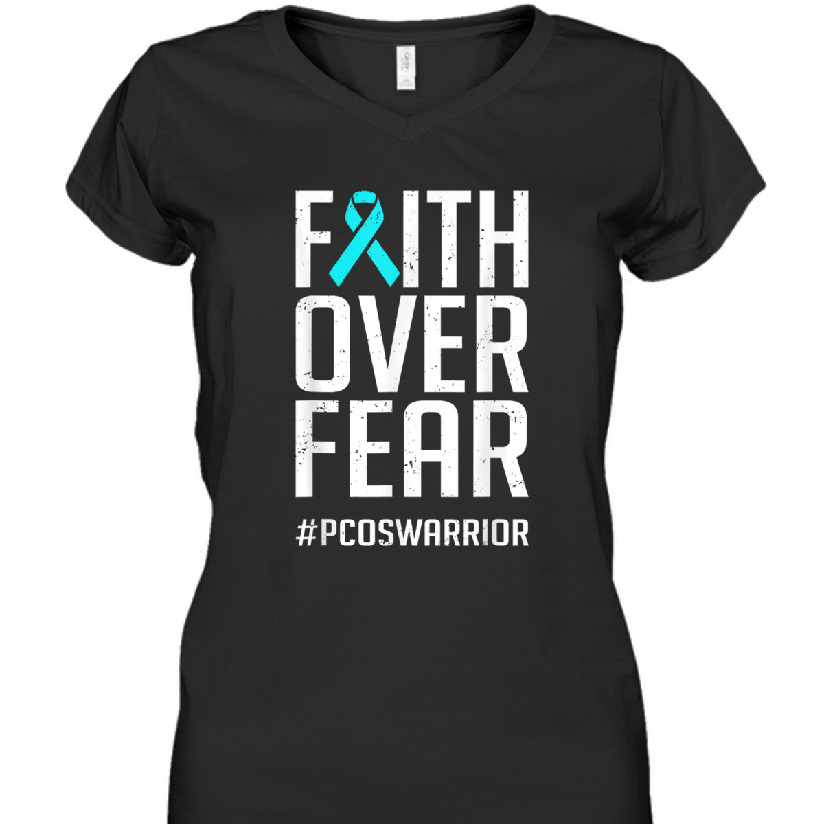 Faith Over Fear #PCOSWarrior PCOS Awareness T-Shirt Faith Over Fear #PCOSWarrior PCOS Awareness T-Shirt