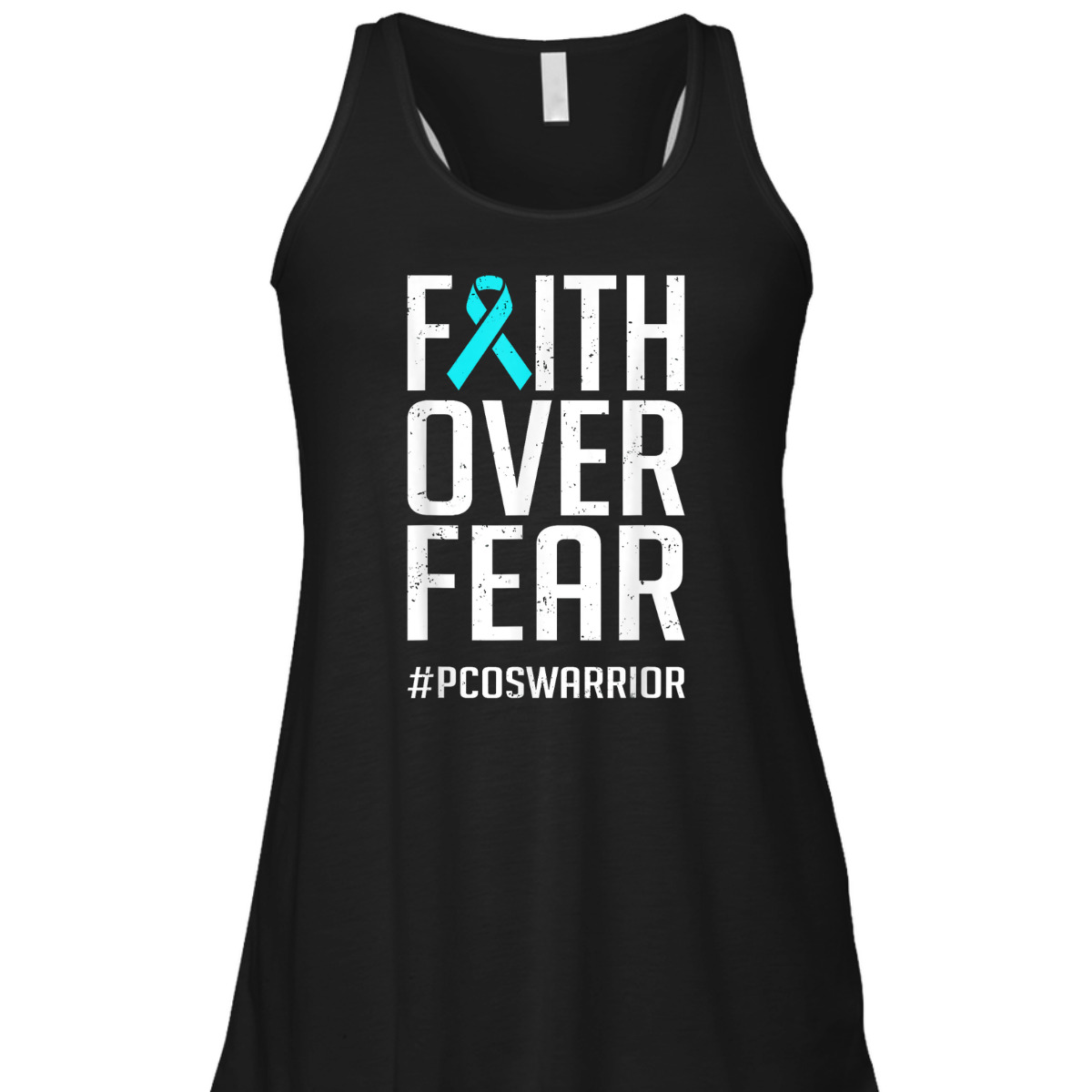Faith Over Fear #PCOSWarrior PCOS Awareness T-Shirt Faith Over Fear #PCOSWarrior PCOS Awareness T-Shirt