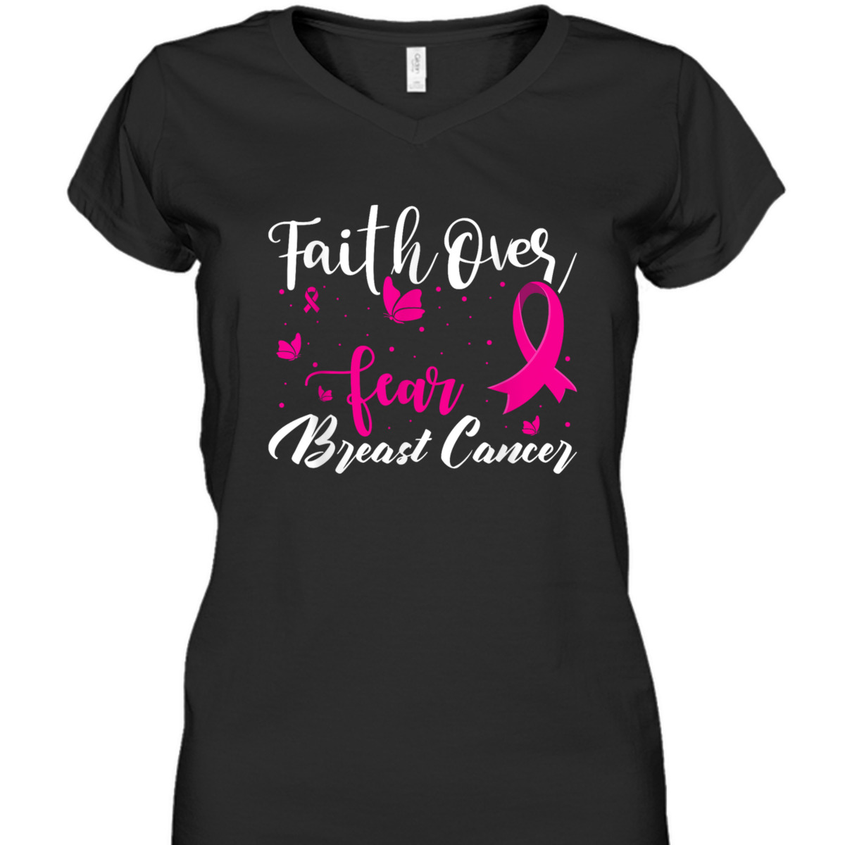 Faith Over Fear Love Breast Cancer Awareness T-Shirt