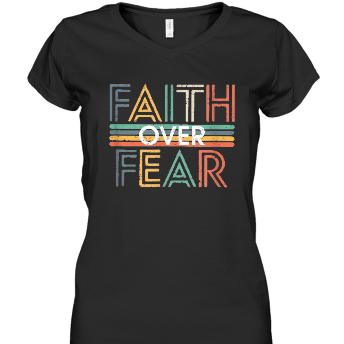 Jesus Christ Cross Faith Over Fear Quote Saying Christian T-Shirt