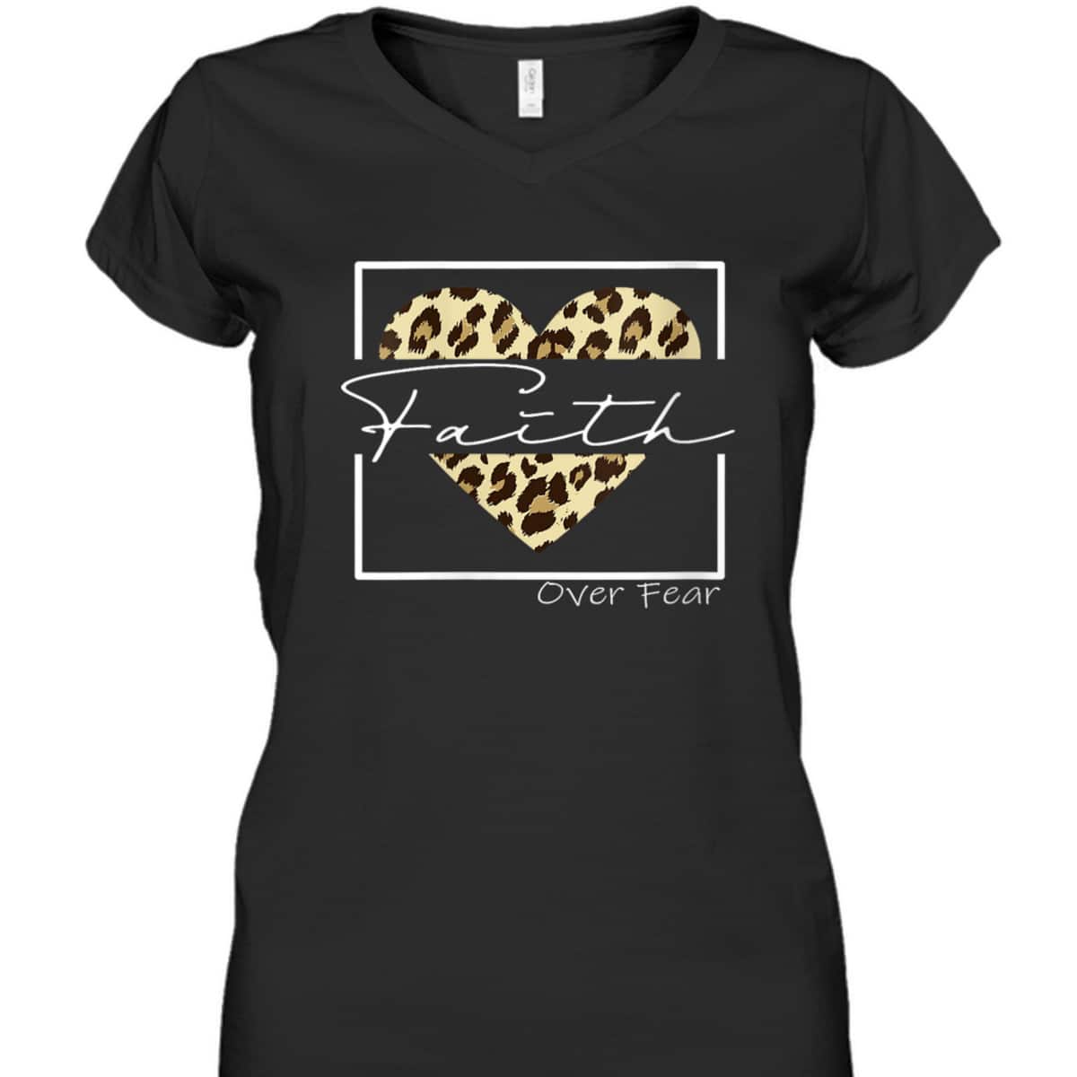 Jesus Christ Faith Over Fear Bible Verse Quote Leopard Christian T-Shirt Jesus Christ Faith Over Fear Bible Verse Quote Leopard Christian T-Shirt
