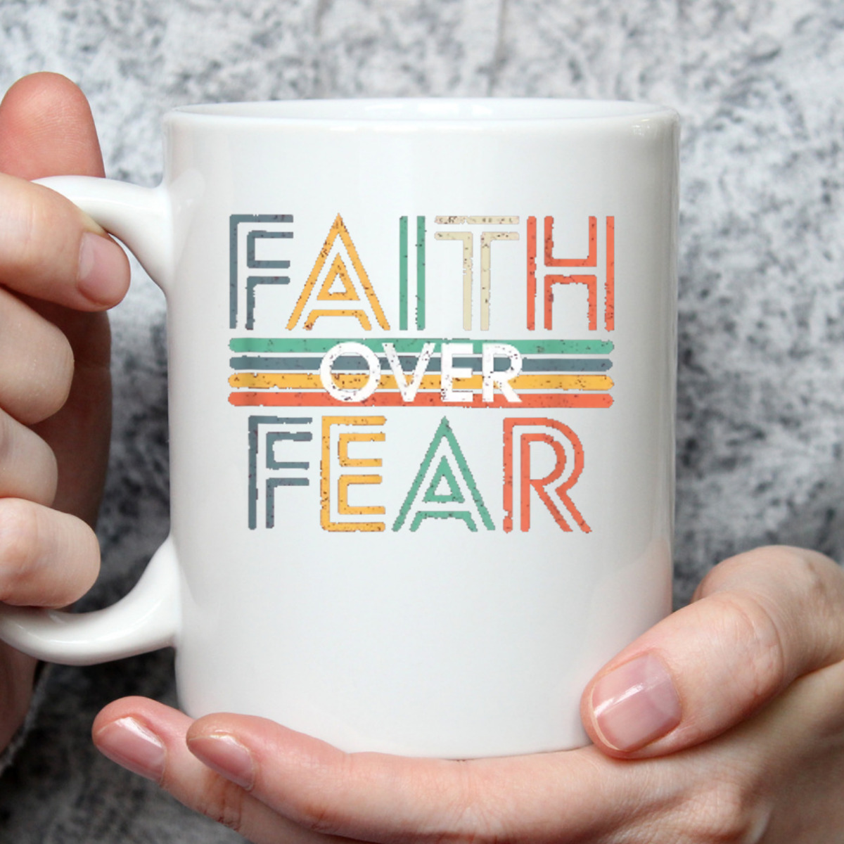 Jesus Christ Cross Faith Over Fear Quote Saying Christian T-Shirt