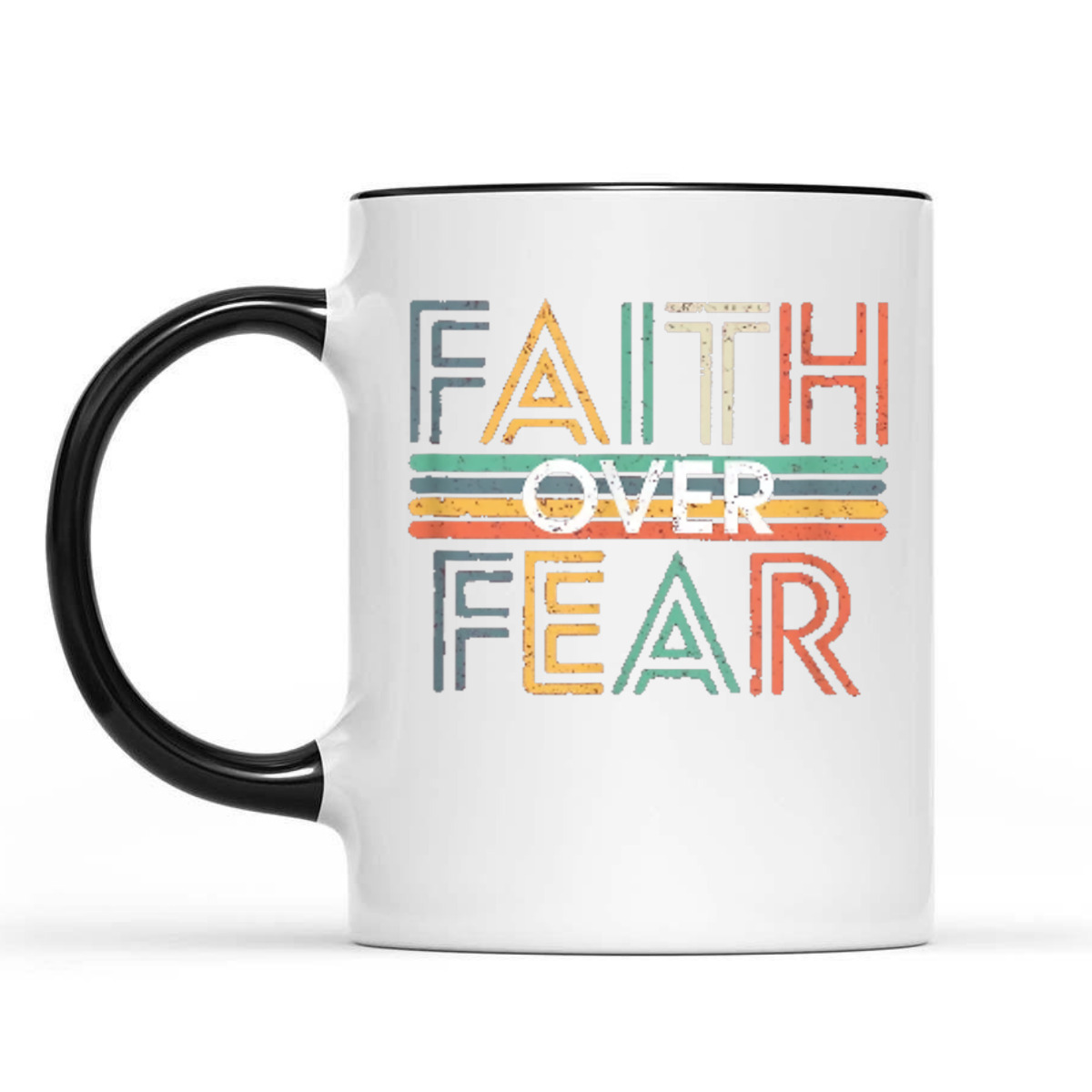 Jesus Christ Cross Faith Over Fear Quote Saying Christian T-Shirt