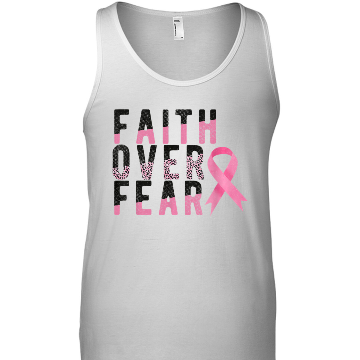 Breast Cancer Faith Over Fear Pink Ribbon Leopard T-Shirt Breast Cancer Faith Over Fear Pink Ribbon Leopard T-Shirt
