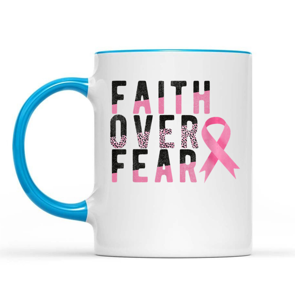 Breast Cancer Faith Over Fear Pink Ribbon Leopard T-Shirt Breast Cancer Faith Over Fear Pink Ribbon Leopard T-Shirt