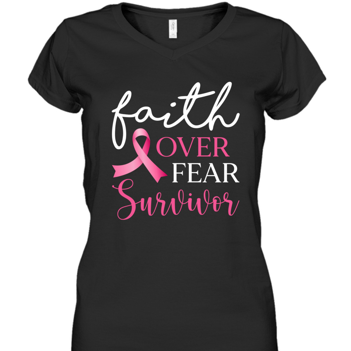 Faith Over Fear Survivor Pink Ribbon Breast Cancer Warrior T-Shirt Faith Over Fear Survivor Pink Ribbon Breast Cancer Warrior T-Shirt